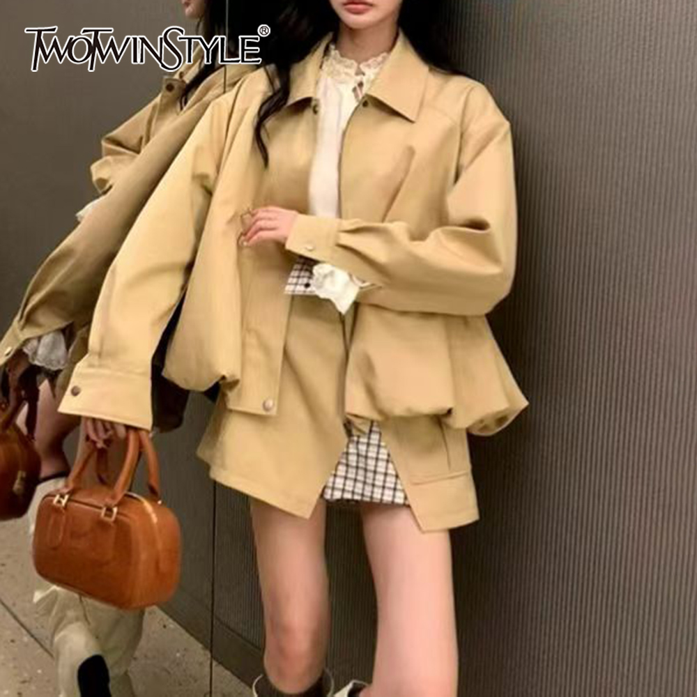 Winter Clothing Color - TWOTWINSTYLE Khakl تقسم جيب قطعتين مجموعة