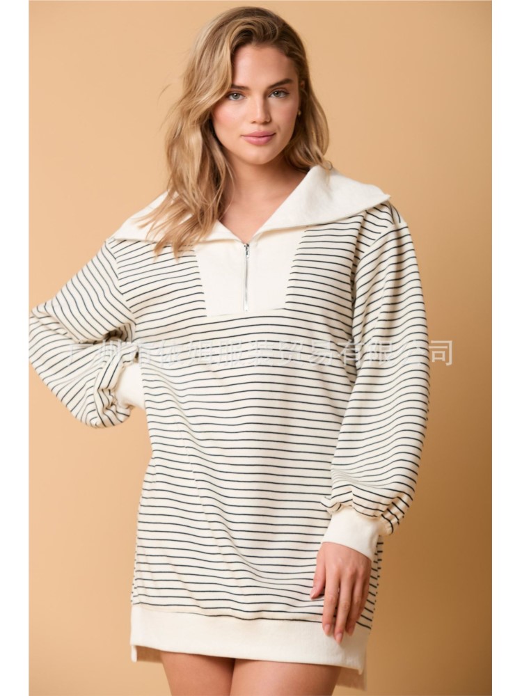Winter Clothing H&M - فستان فضفاض أسلوب بسيط فساتين مخططة