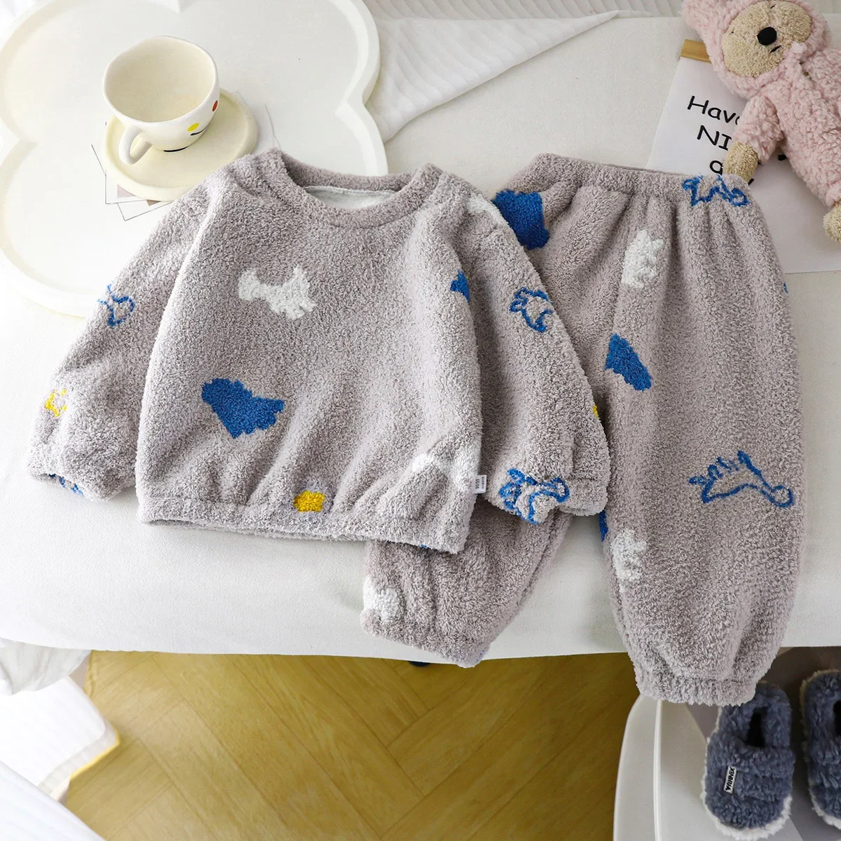Winter Clothing For Baby Girl - بيجامات صوفية دافئة سميكة للأطفال ،