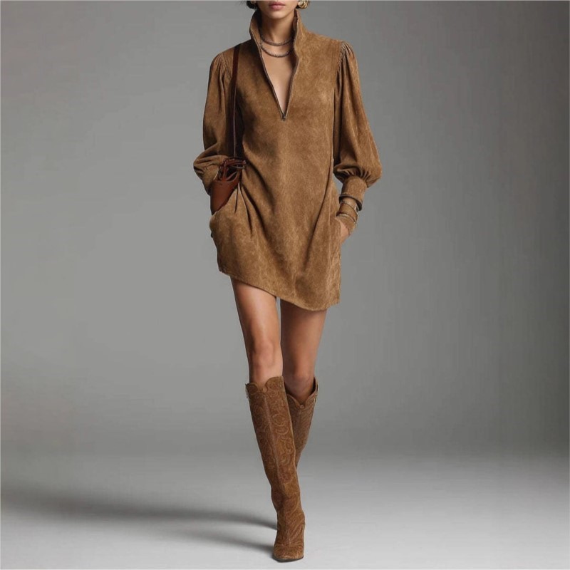 Winter Clothing Pinterest - فستان قصير عتيق للنساء للخريف بأكمام