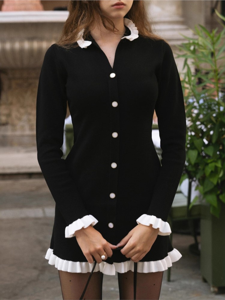 Winter Clothing H&M - فستان قصير أنيق بأكمام طويلة لخريف