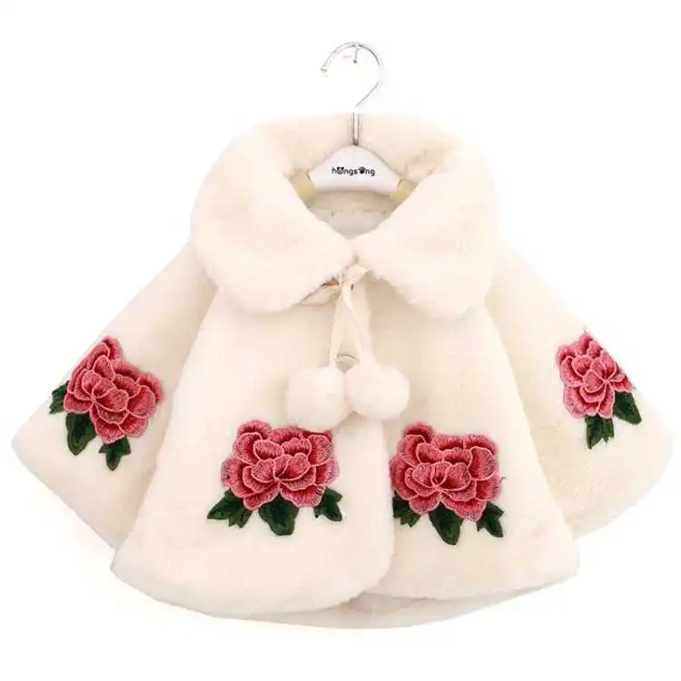 Winter Clothing For Baby Girl - عباءة أطفال عباءة فرو مقلدة ،