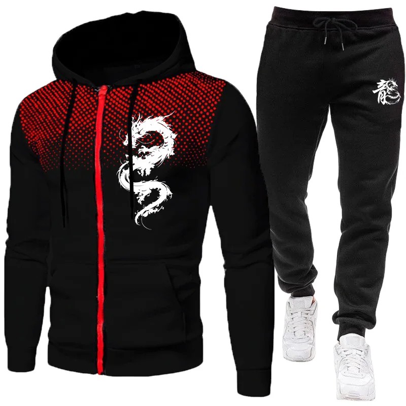 Winter Clothing Hoodie - طقم رجالي بنمط التنين الباريسي، مجموعة
