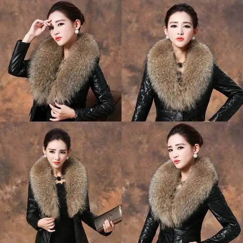 طوق فراء راكون طبيعي للنساء ،  - مراجعة Winter Clothing Equipment وسعره
