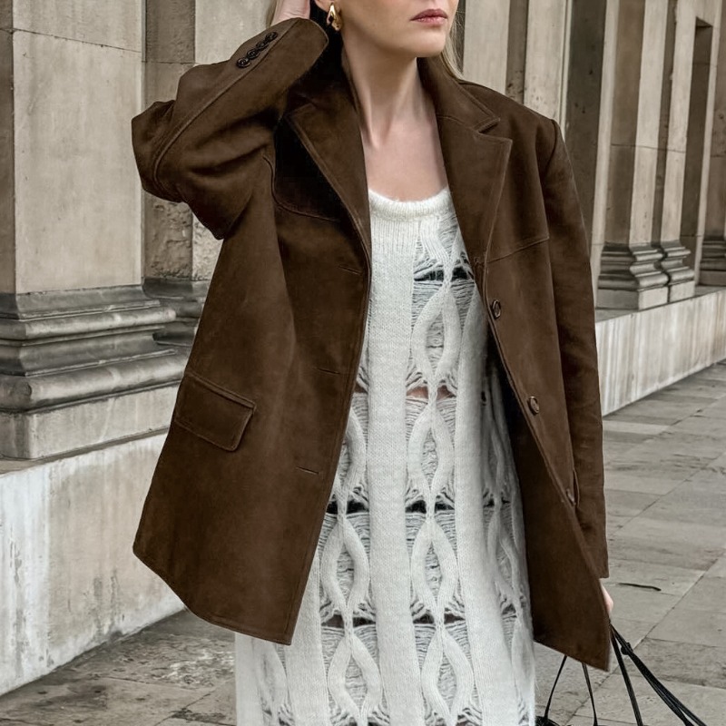 سترة من جلد الغزال ذات اللون ا - مراجعة Winter Clothing Amazon وسعره