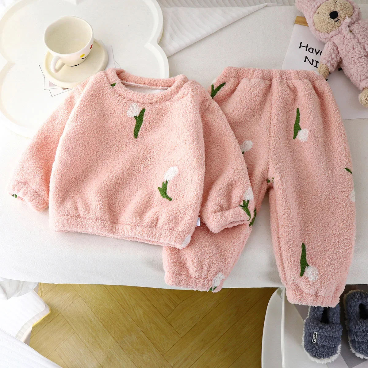 بيجامات صوفية دافئة سميكة للأط - مراجعة Winter Clothing For Baby Girl وسعره